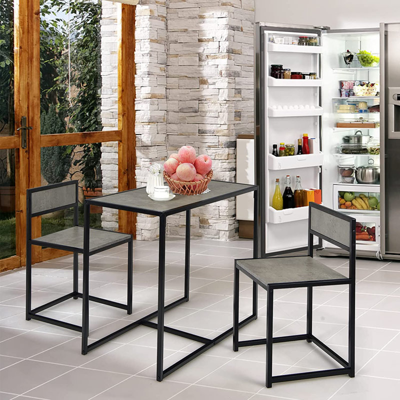 Bowry 2 - Person Dining Set, Gray, Gray/Black