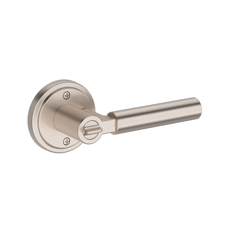 Lake Forest Keyed Entry Lever with Stepped Round Rose, Satin Nickel