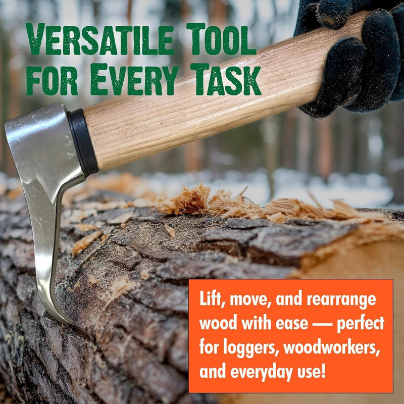 Platinum Pickaroon Logging Tool – 28" Heavy Duty Log Roller & Hookaroon with USA Hickory Handle,orestry, Firewood & Lumber Handling Tool,Drop Forged Steel Head for Dragging & Stacking Logs