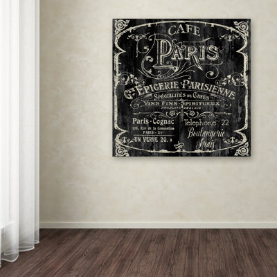 'Paris Bistro VI' by Colour Bakery Textual Art on Wrapped Canvas