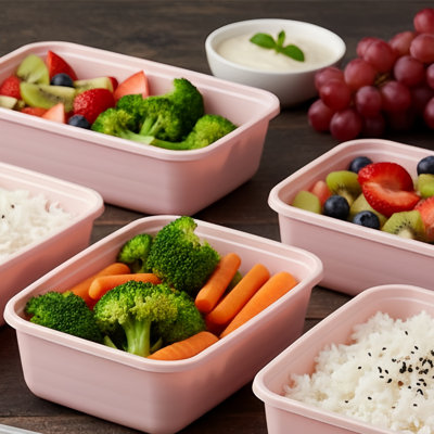 PFAS-Free, BPA-Free, Pink Blush, Food Containers, 20-Piece Set, Reusable With Lid, Microwave, Refrigerator, And Dishwasher Safe.