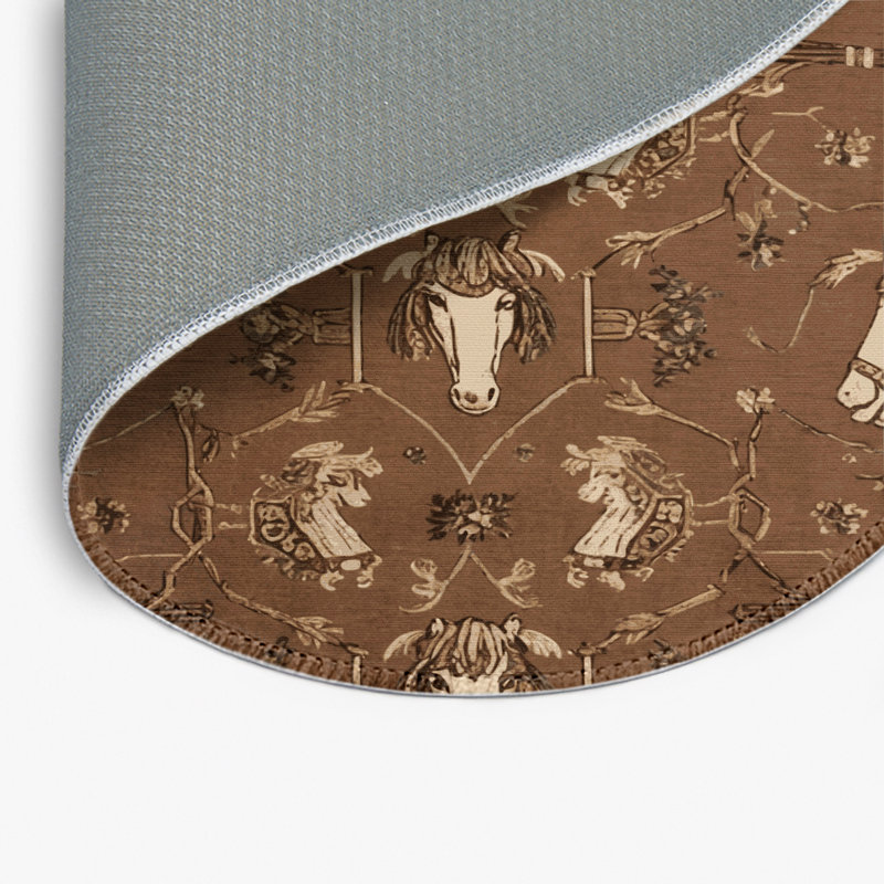 Tapis d'intérieur et d'extérieur brun français, Rond 5 pi