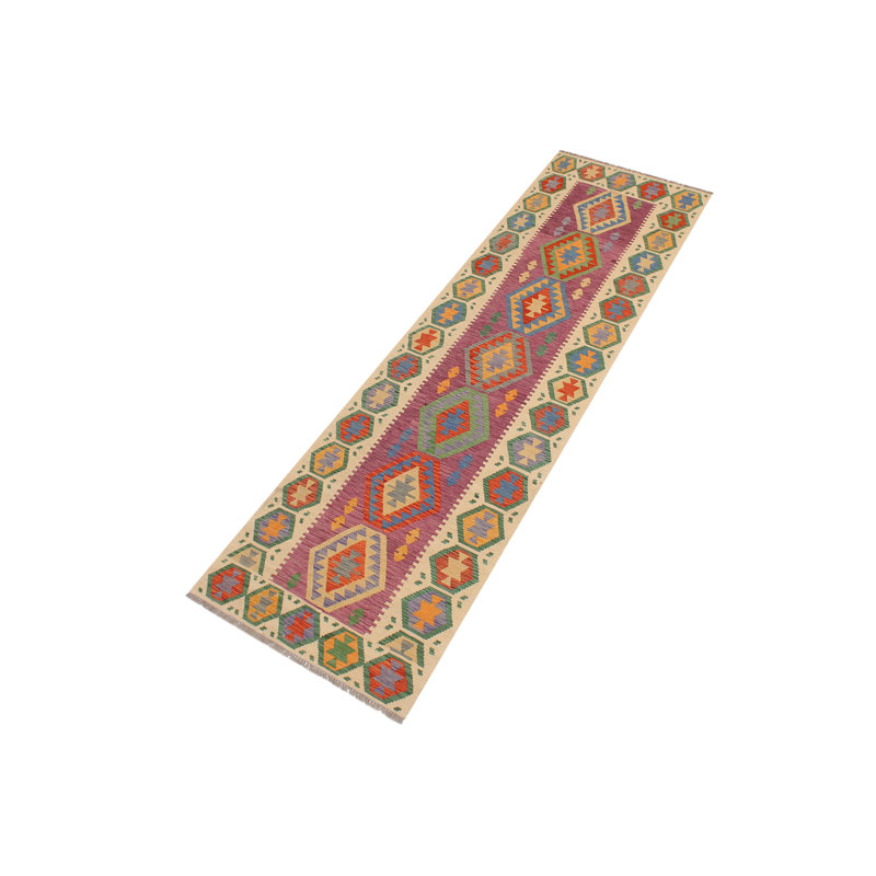 Tapis de couloir mauve / beige en laine noué à la main 2 pi 10 po x 10 pi Cedorah