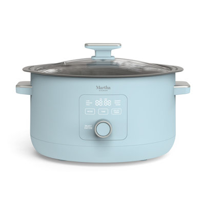 Martha Stewart 8 Quart Slow Cooker, Ceramic Nonstick, Sky