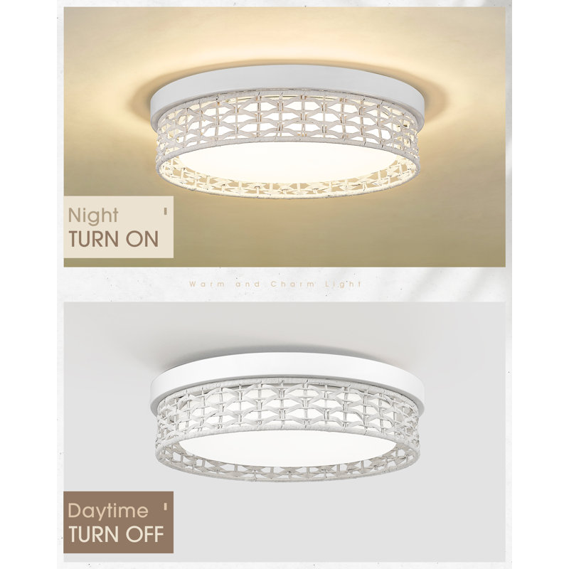 Traeven LED Flush Mount, 2.75" H x 15.7" W x 15.7" D, White, White