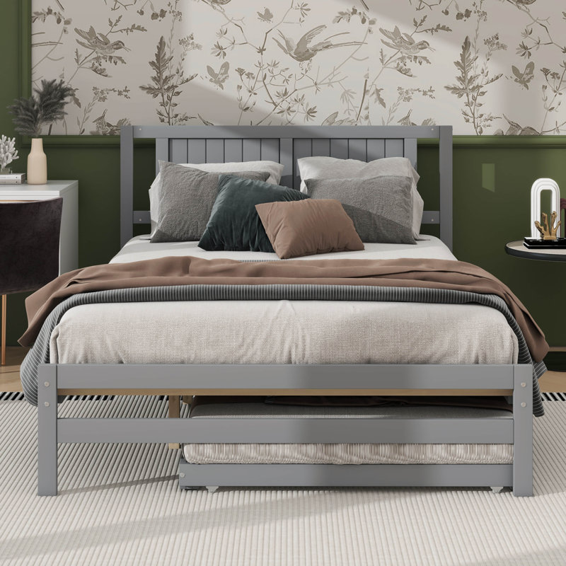 Adjustable Full Wood Bed With Trundle