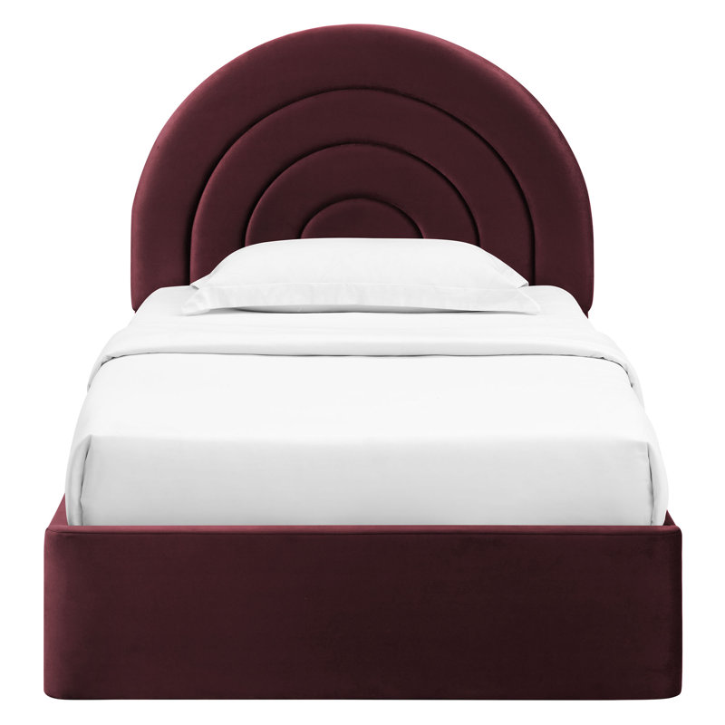 Lit plateforme en velours Solana Performance, Mûre blanche, Simple