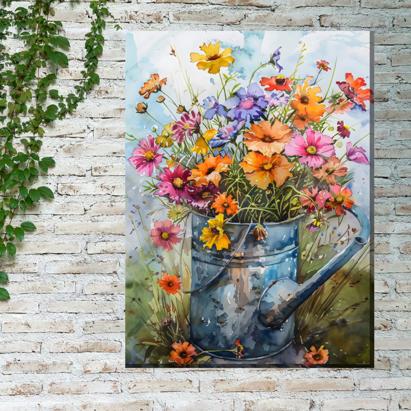 Art sur toile, "Watering Can Bouquet"