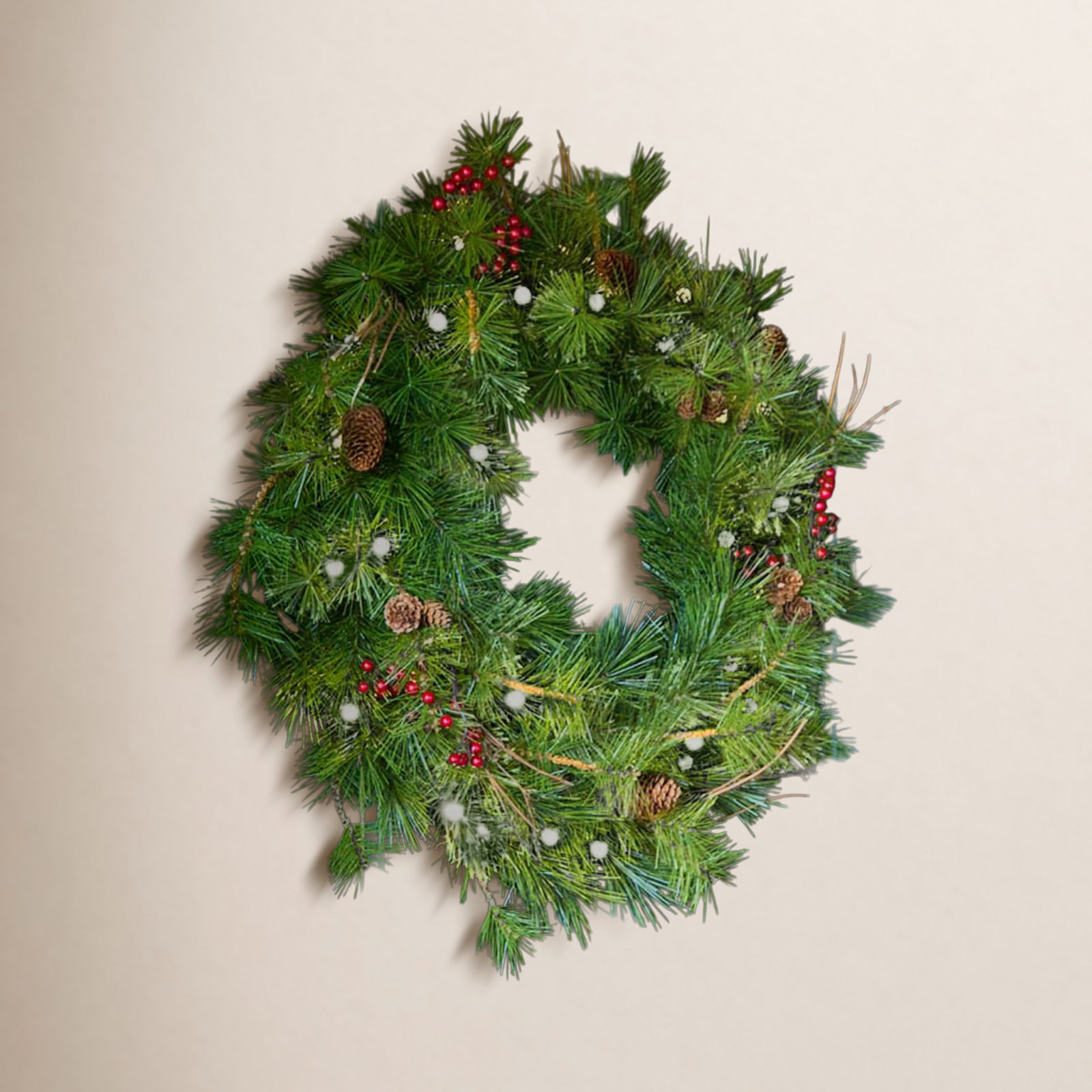 Faux Pine Lighted Wreath, 30"