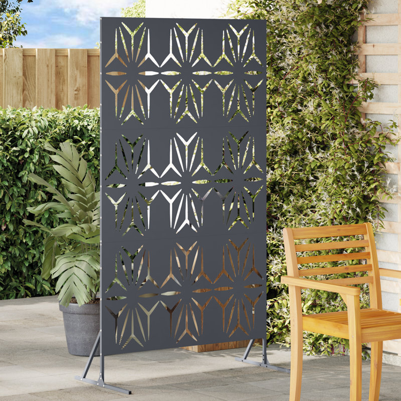 Metal Fence Panel Metal Large Patterned, Anthracite