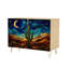 Buffet Buffet avec rangement Vitrail imprimé désert paysage Cactus Crescent Moon Stars avec 2 portes pour le salon et la cuisine