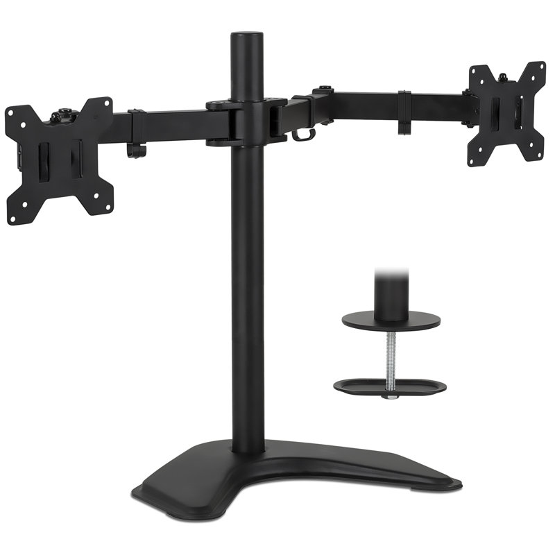Black Dual Monitor Desk Mount with Adjustable Arms