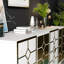 Console moderne, blanc et or, panneau de particules recouvert de mélamine à 100%, épaisseur: 0,7 pouce | Design élégant parfait pour le salon et le vestibule, élégant et durable-1801163574