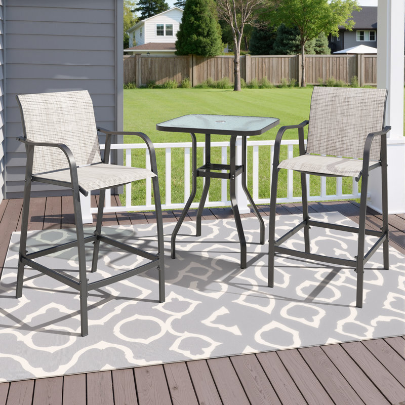 2 - Person 28.74" Bar Height Metal Patio Outdoor  Dining Set, Gray