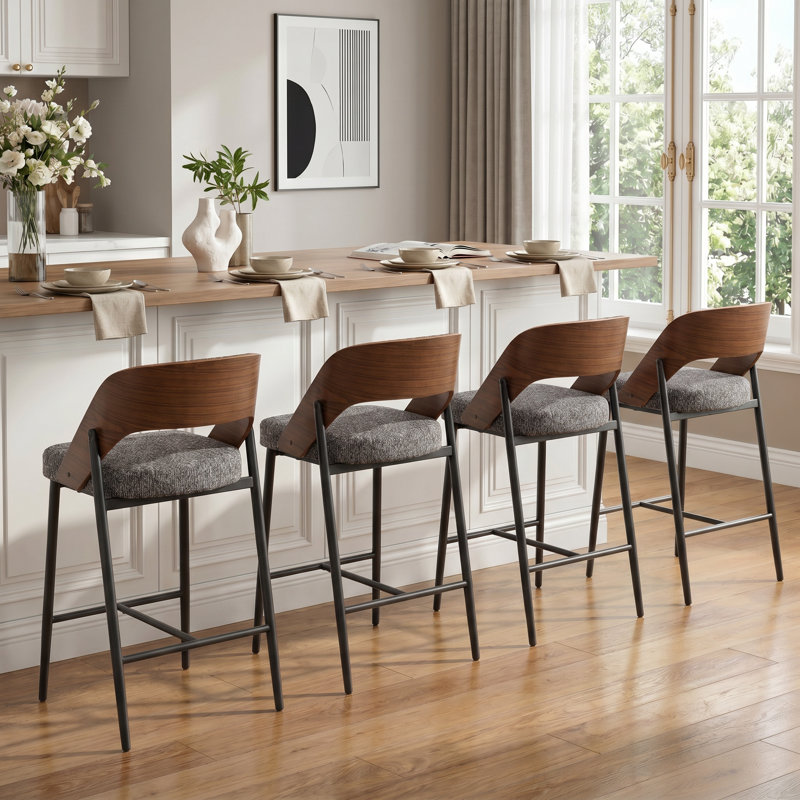 Tabouret de comptoir rembourré Devane, Dark Grey