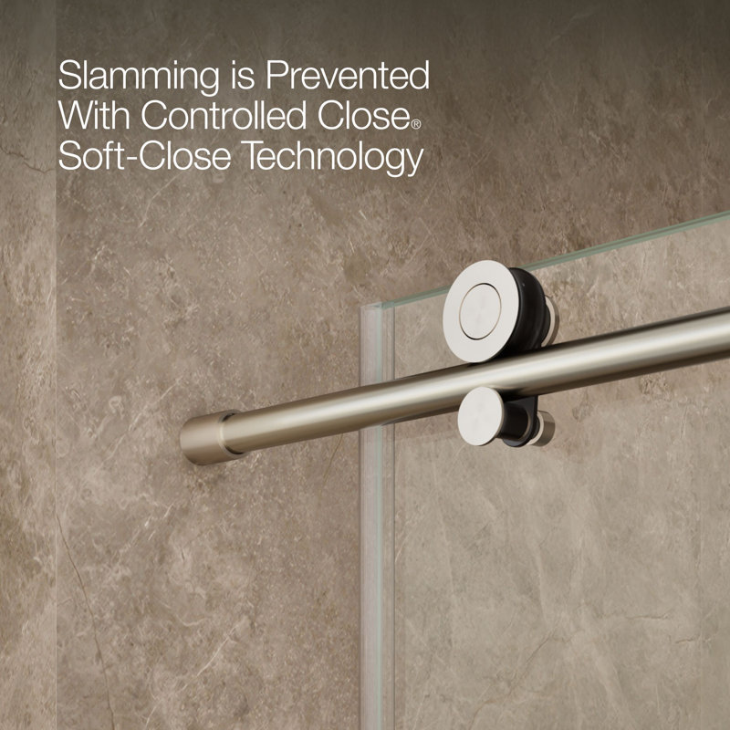 Composed Sliding Shower Door, 78 In. H X 56-1/8 - 59-7/8 In. W, With 3/8 In. Thick Crystal Clear Glass, Nickel