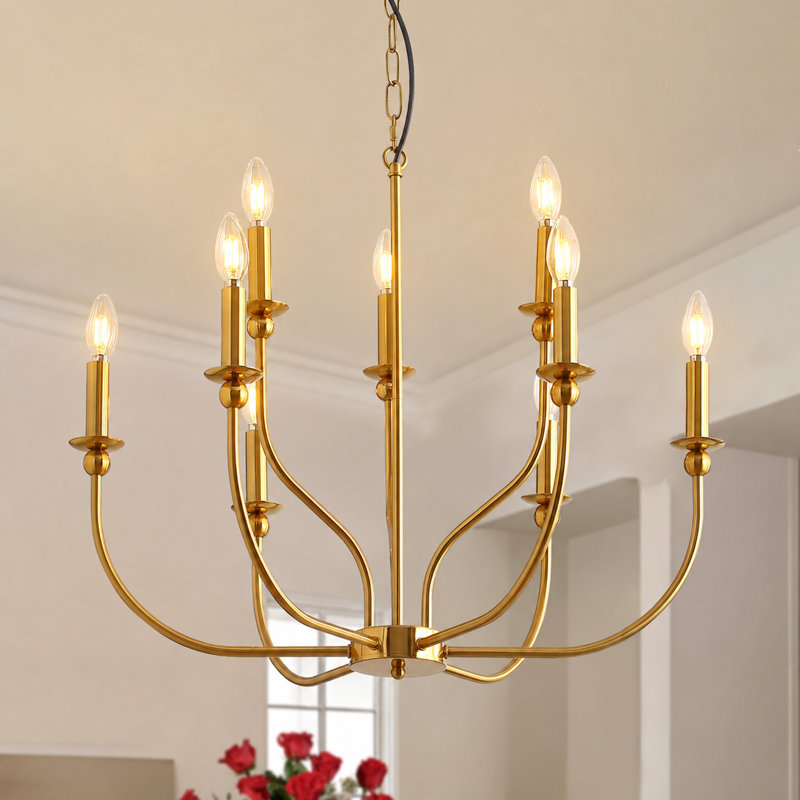 Capili 9 - Light Bulbs Modern Design Candle Style Classic / Traditional Chandelier Light Fixture, Gold