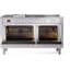 Cuisinière à double combustible de 60 po ILVE Professional Plus II, 7 brûleurs scellés, plaque chauffante, plateau français (porte vitrée)-98168240-98168250