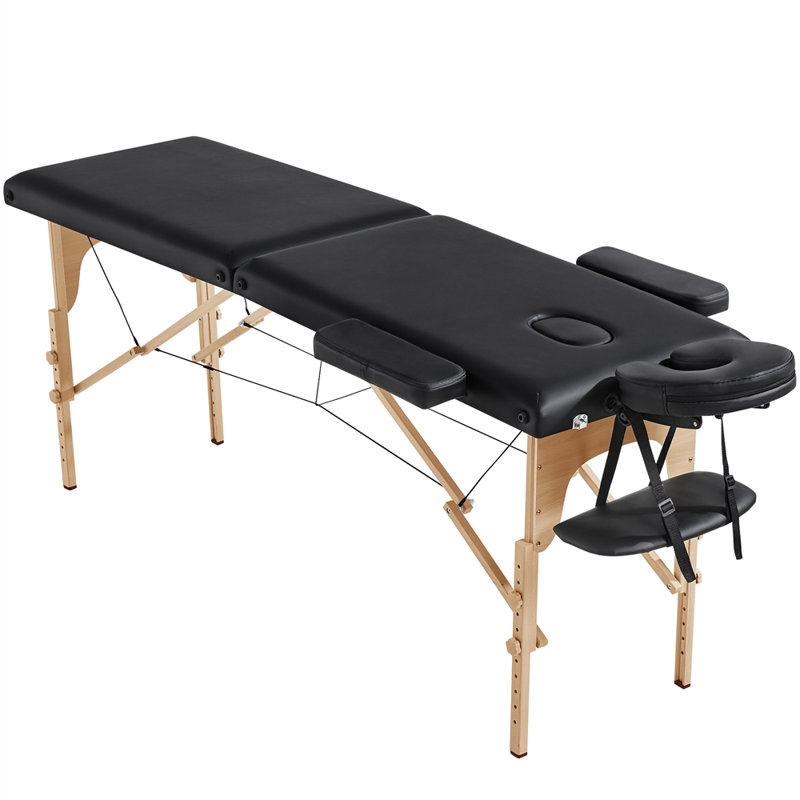 Table de massage portative ajustable avec appui-tête, Noir, H 24,6 po x L 84 po x P 31,5 po
