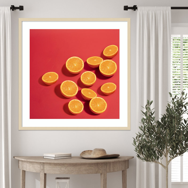 «Oranges» par Julia Ramiro, reproduction d'art encadrée sur bois, H 33 po x l 33 po