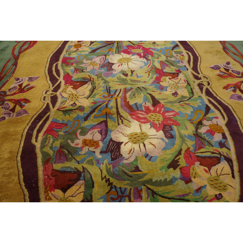 Antique Art Deco / Art Nouveau Room Size Wool Chinese Rug