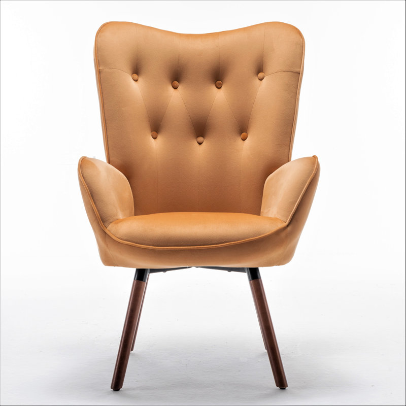Barrion Upholstered Armchair, Mustard Yellow Velvet