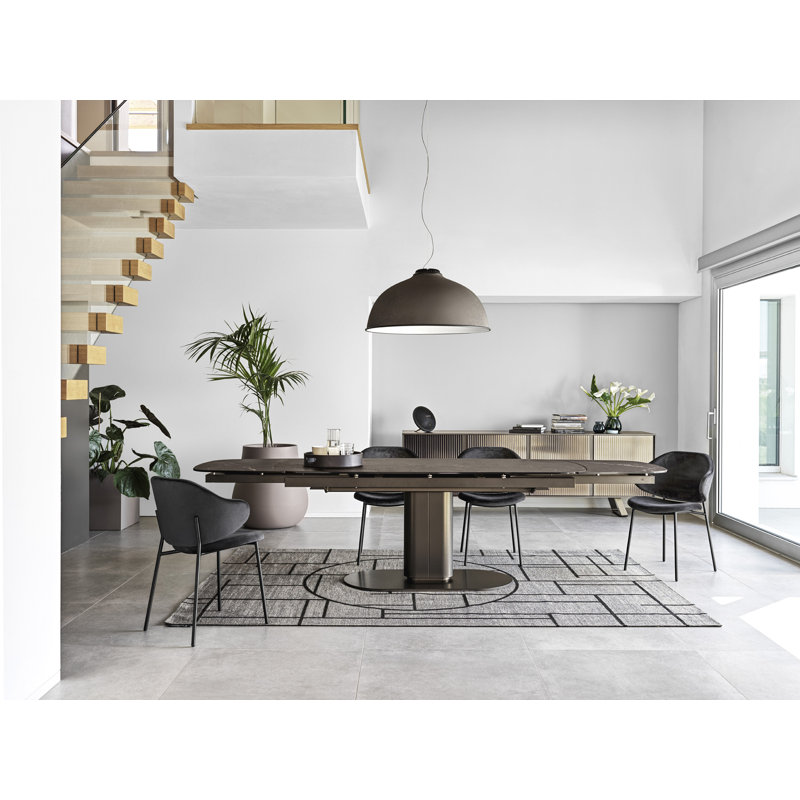 Cameo Extendable Tables, Canaletto Walnut/Matt Bronze, Calacatta Paonazzo