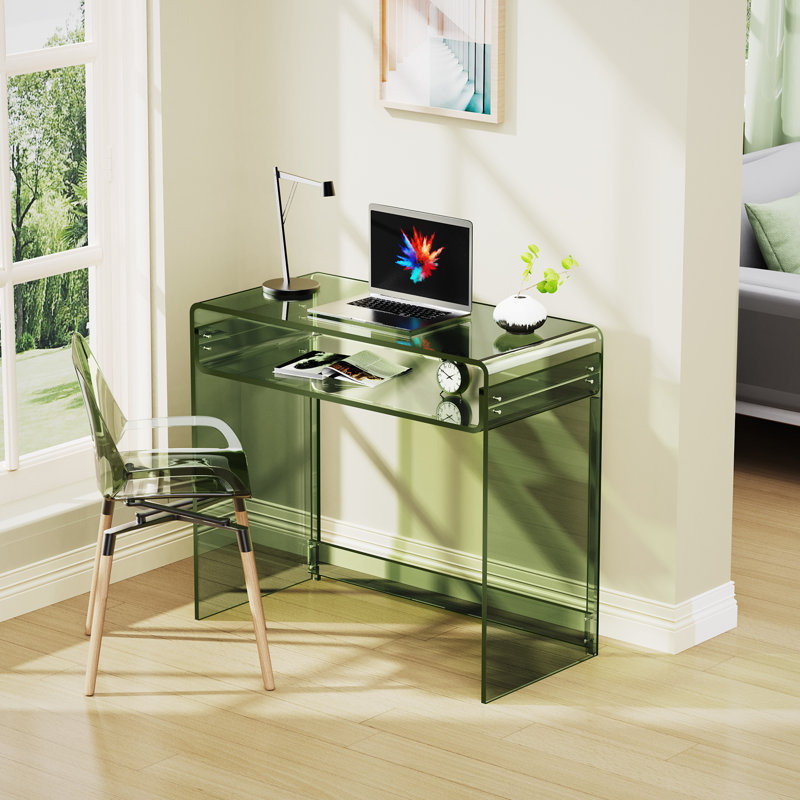 Bureau d'écriture rectangulaire l 33,5 po Diane, bureau d'appoint rectangulaire moderne en acrylique, Vert