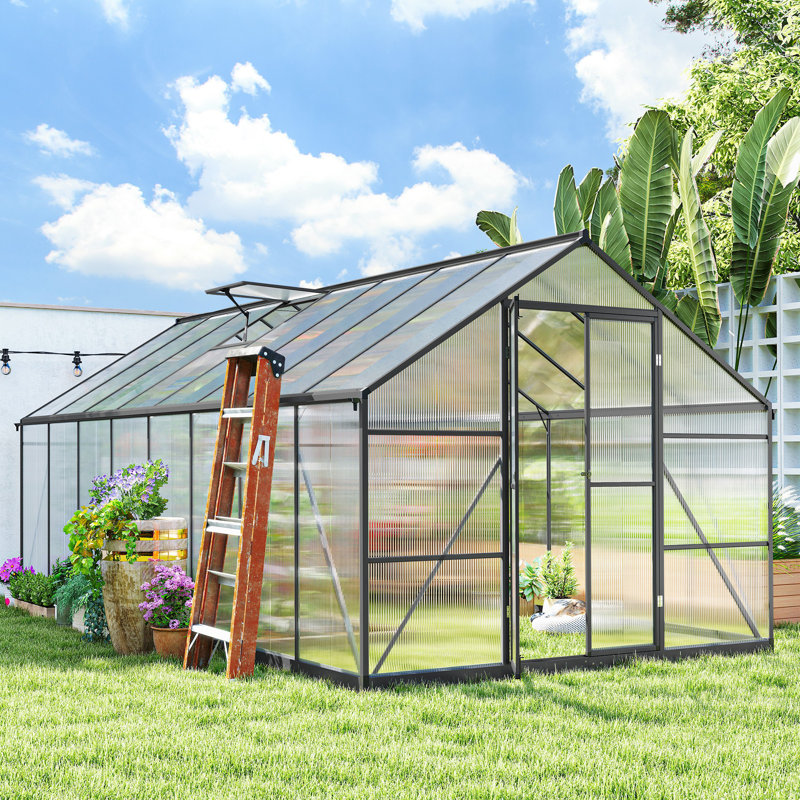 Serre en polycarbonate, serre en aluminium, gris foncé