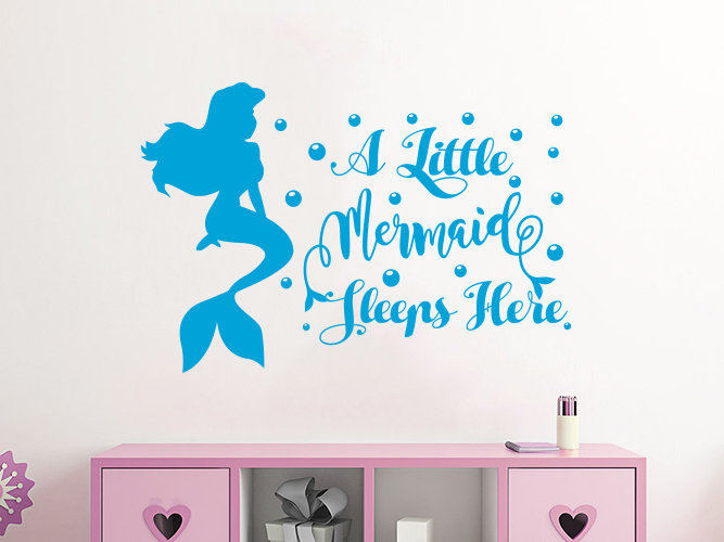 Adhésif décoratif «A Little Mermaid Sleep Here», Bleu givré