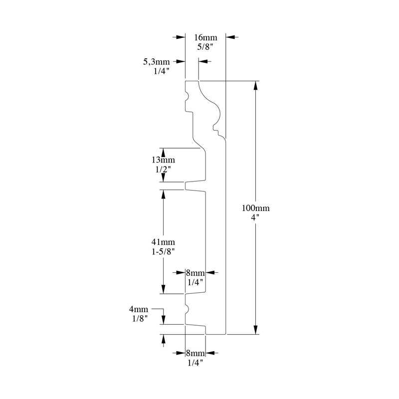 Primed White High Impact Polystyrene Baseboard Moulding Set of 20