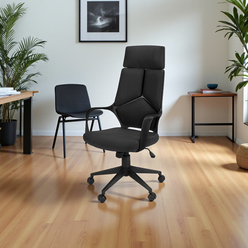 Gamada Adjustable Height Polyester Office Chair, Black 49.54'' H X 23.85'' W X 23.85'' D