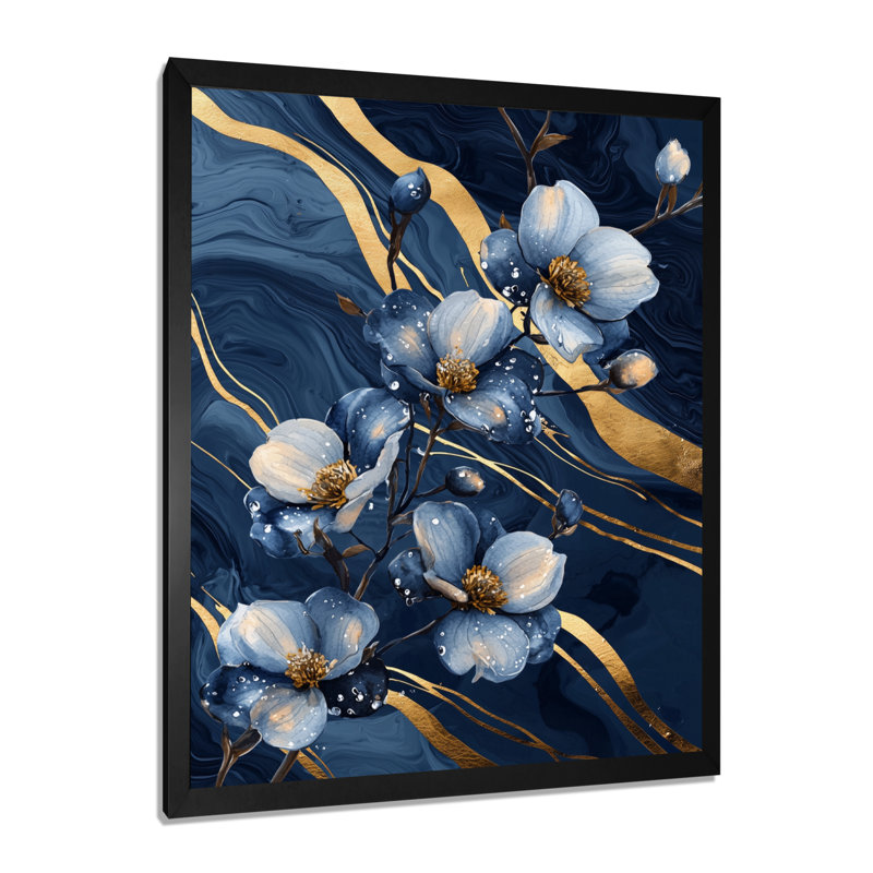 Lamy - impressions sur toile florales, Noir, H 20 po x l 12 po, Reproduction encadrée sans passe-partout