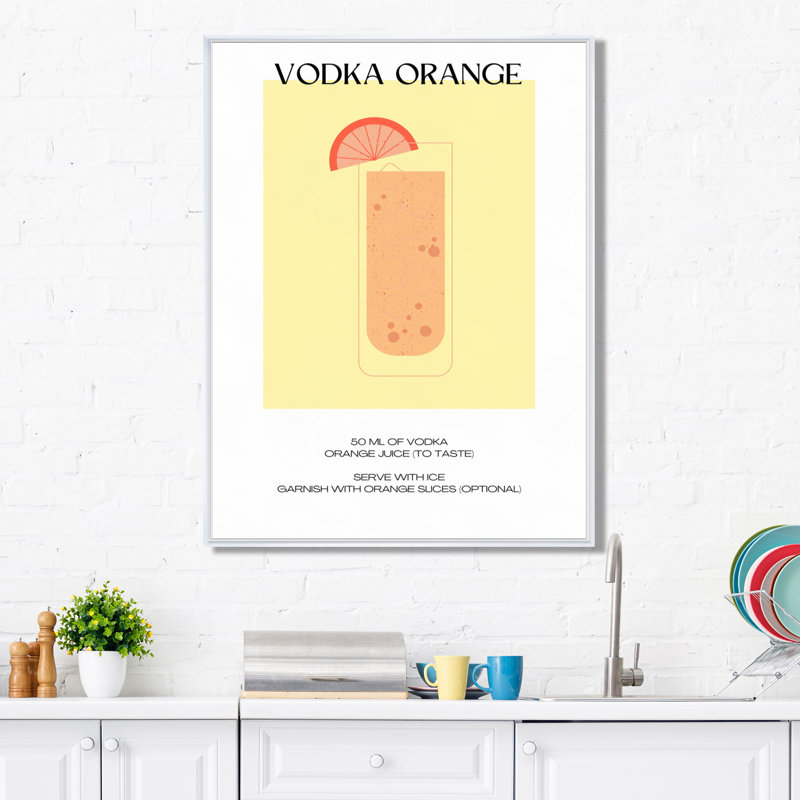 «Vodka Orange Punch Party», impression d'art mural, Cadre flottant blanc, H 32 po x l 16 po