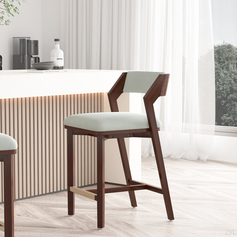 Tabouret de comptoir rembourré en bois Patricia, Blanc
