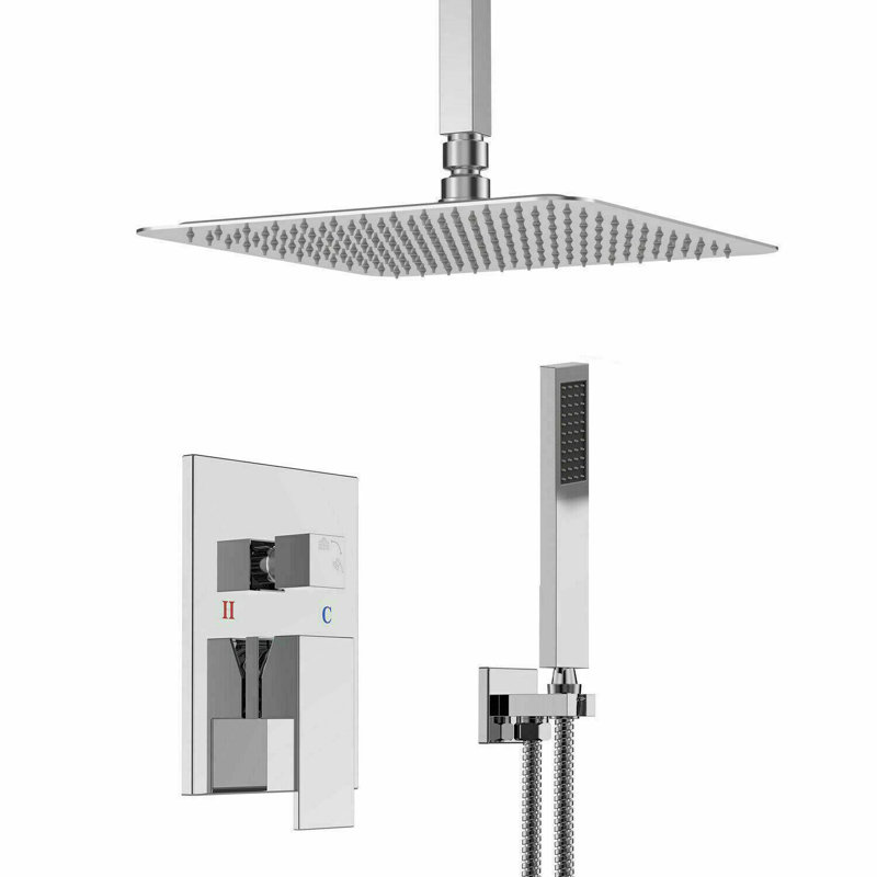 Ceiling Mounted Shower System With Rough In Valve And Trim, 1" H x 16" W, Chrome