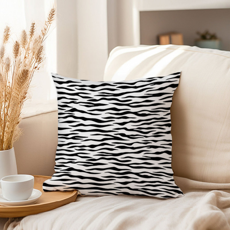 Animals Zebra Stripes Pattern II Pillow Cover, 18"H x 18"W
