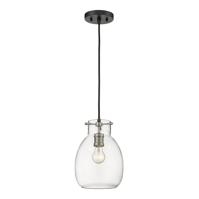 Luminaire à pot simple 1 lumières ArAgon, Nickel brossé, H 11,5 po x l 8 po x P 8 po