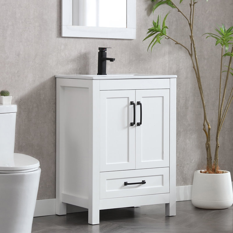 Ensemble de meuble-lavabo simple 24 po avec comptoir en céramique Kenise, robinet, peinture en polyuréthane résistant à l'eau Kenise