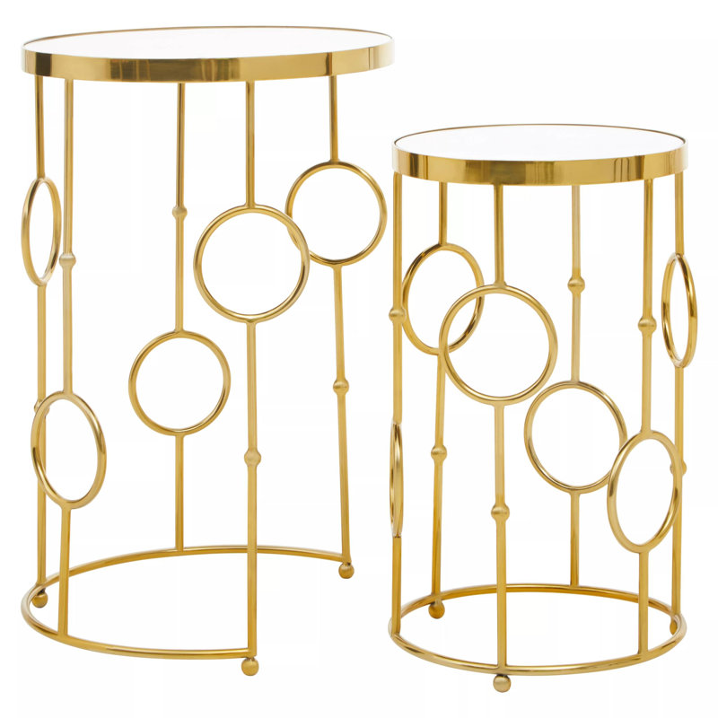 Lizeth Glass Top Abstract Nesting Tables