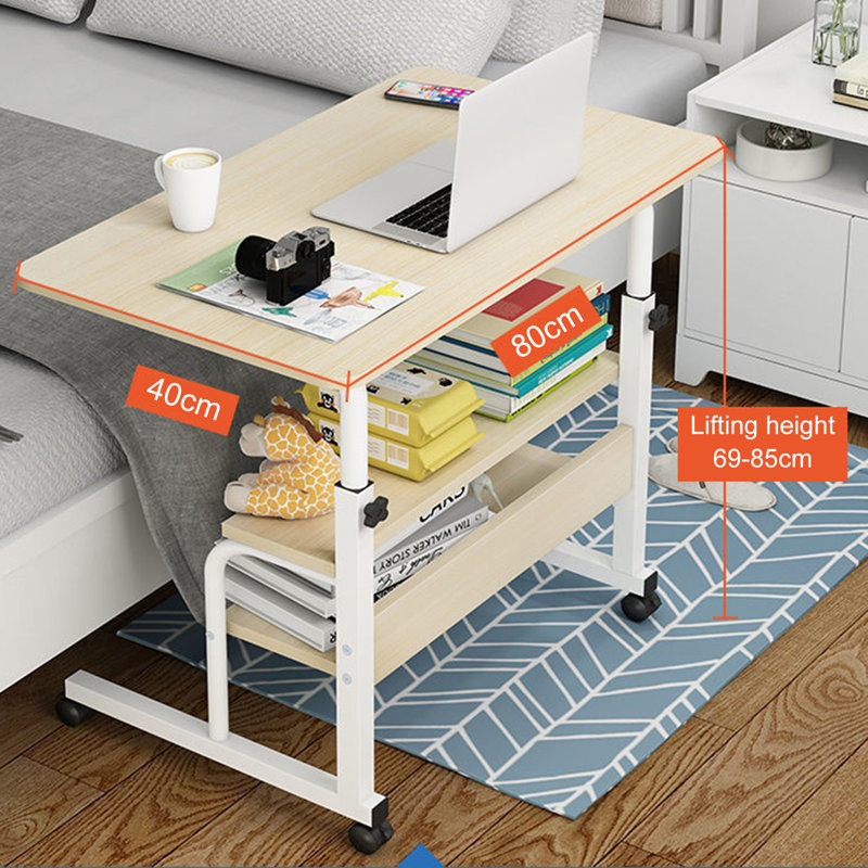 Bureau d'ordinateur à hauteur ajustable et robuste avec roulettes et bureau à mouvement facile