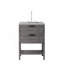 Meuble-lavabo autoportant de 61 cm avec lavabo, tiroir à fermeture amortie, comptoir et dosseret en marbre synthétique blanc granité de 5 cm, contreplaqué
