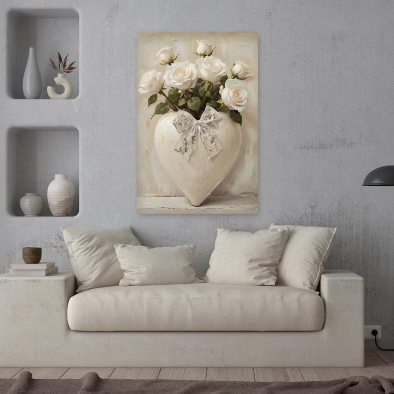Art abstrait romantique délicat, Heartfelt Roses, H 36 po x l 24 po