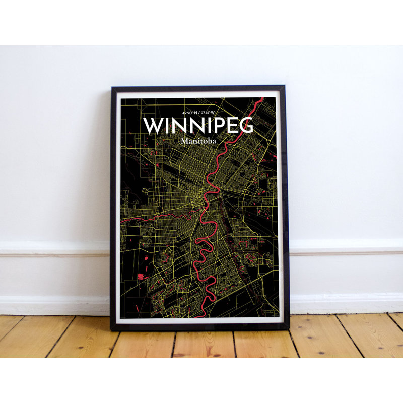 « winnipeg city map », impression, H 17 po x l 11 po