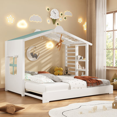 Lit pour enfant Havenloft avec lit gigogne et tente de jeu pour lit simple