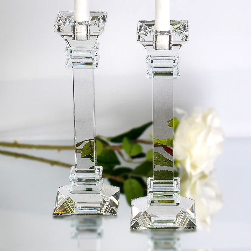 Elegant 11.8" Crystal Candlestick Holders Set of 2