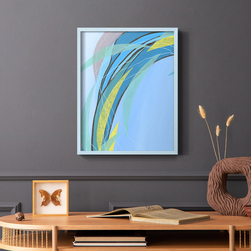 «Circulation Flow III», reproduction encadrée - bois massif, Bleu, H 10 po x l 8 po