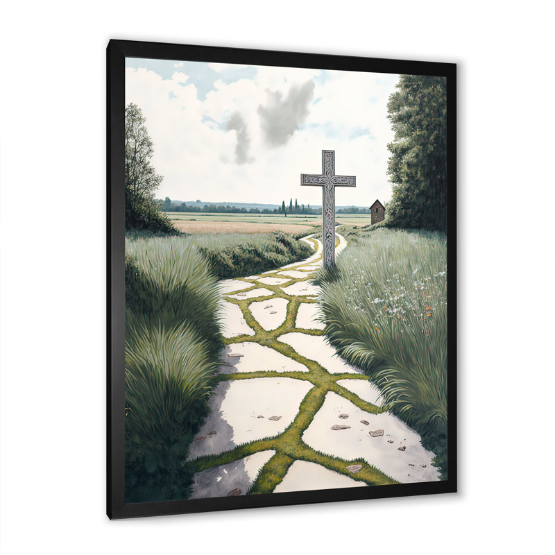 Cross Cross on Winding Path IV - reproduction d'art sur toile, Toile encadrée noire à coins fermés