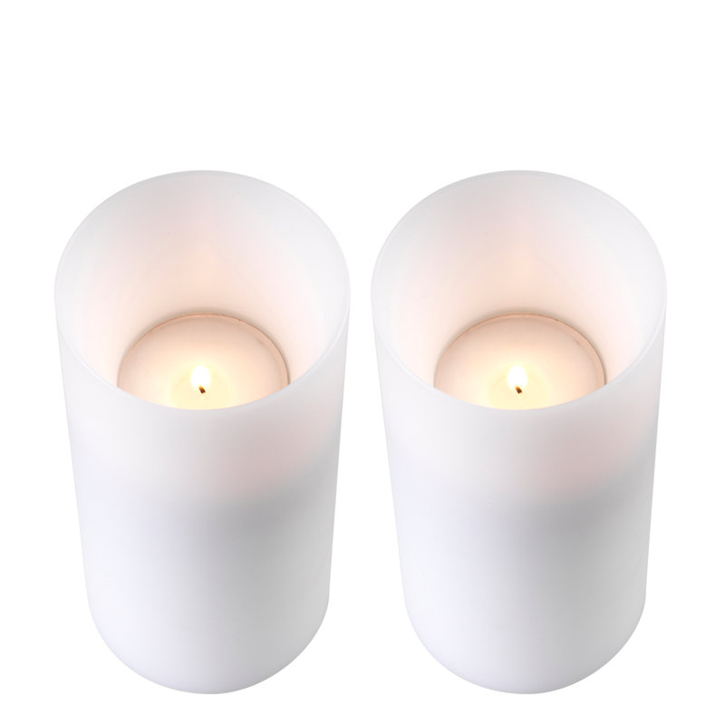 Deep Unscented Flameless Pillar Candle with Polyethylene Holder, 8.27" H x 3.94" W x 3.94" D