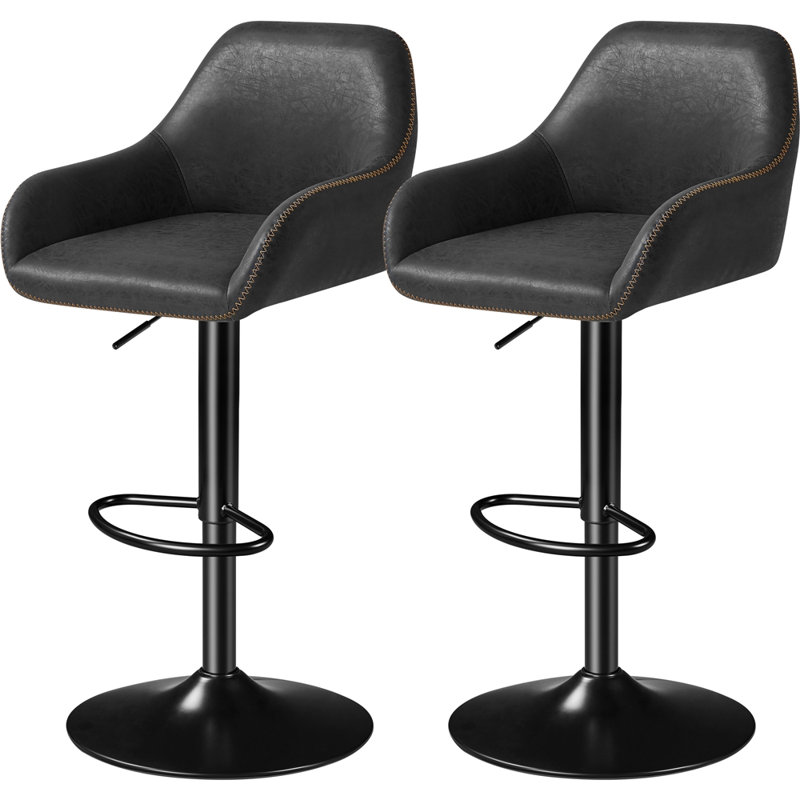 Eastway Swivel Upholstered Adjustable Height Counter Stool with Metal Frame, Black